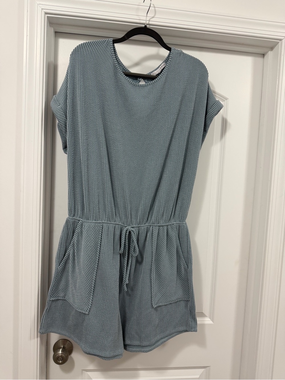 Baltic Born Light Blue Short Sleeve Drawstring Romper